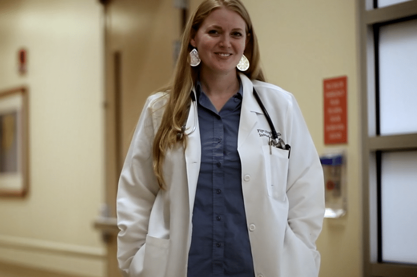 Piper Hughes walks the halls of ECU Health Medical Center.