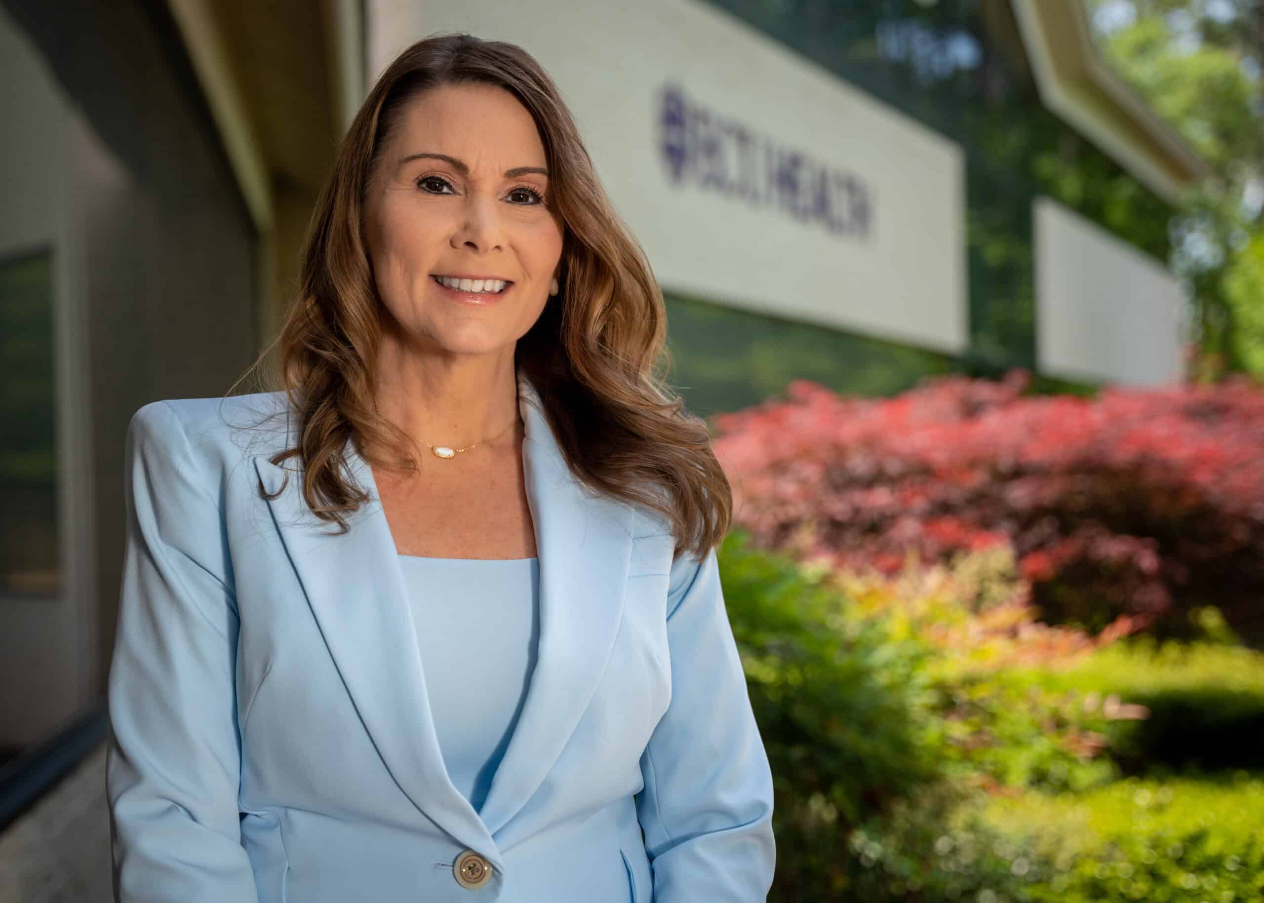 ECU Health Chief Nursing Executive Trish Baise poses for a photo outside of the ECU Health Administration Building.