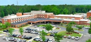 An aerial photo of ECU Health Duplin Hospital.