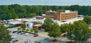 ECU Health Edgecombe Hospital is shown from an aerial view.