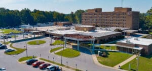 An exterior photo of ECU Health North Hospital in Roanoke Rapids.