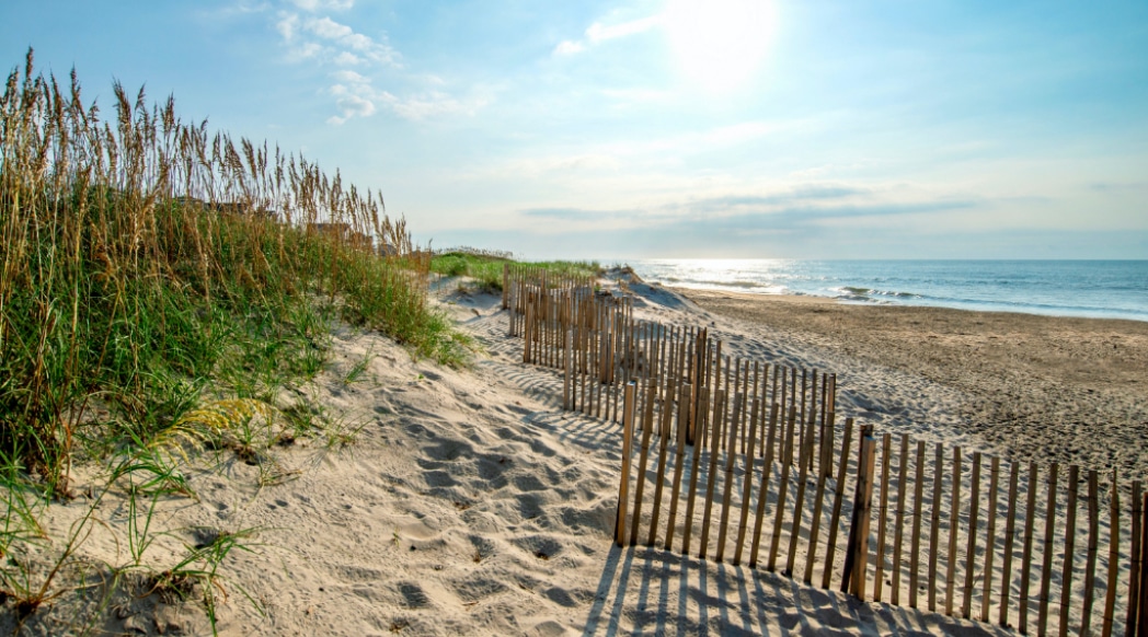 Sand dunes are shown at a North Carolina beach.