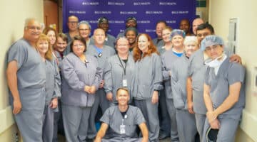 The team from ECU Health Medical Center's Electrophysiology Lab poses for a photo.