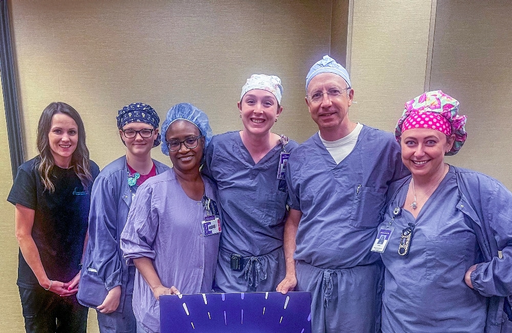 Dr. Brodish and team pose for a photo to celebrate 100 patients treated with Inspire Therapy Procedure.