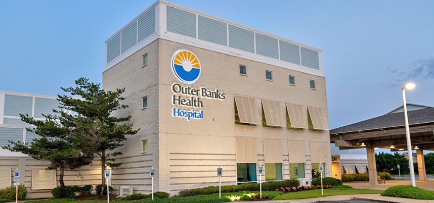 Exterior of Outer Banks Health Hospital in Nags Head.